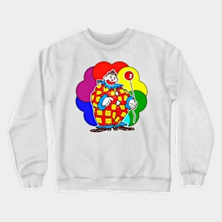 Colorful clown holding red balloon Crewneck Sweatshirt